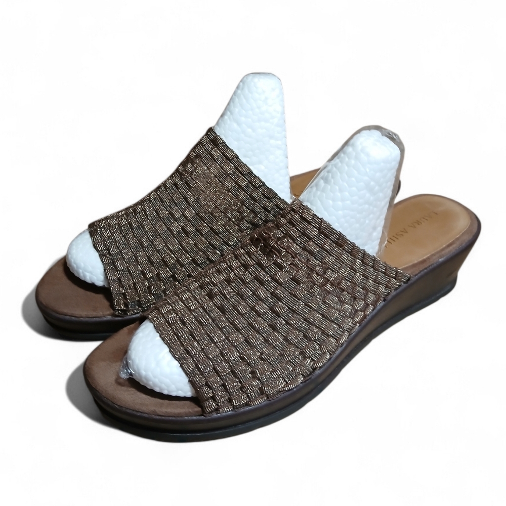 Laura Ashley Women's Size 10 Brown Woven Wedge Sandals